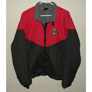 USIA Men’s Large Polar Fleece Insulated Bibs W/ Jacket Black Red Shark Made USA